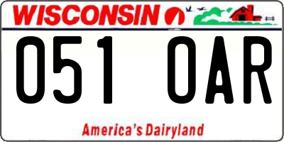 WI license plate 051OAR