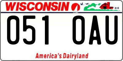 WI license plate 051OAU