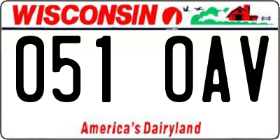 WI license plate 051OAV