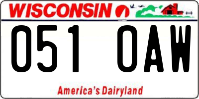 WI license plate 051OAW
