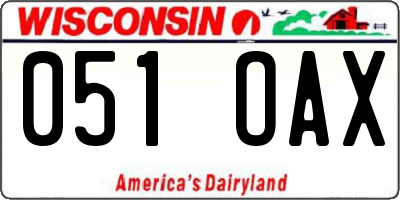 WI license plate 051OAX