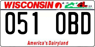 WI license plate 051OBD