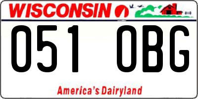 WI license plate 051OBG