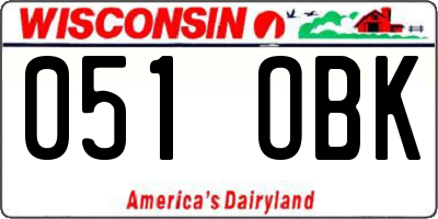 WI license plate 051OBK