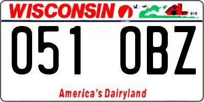 WI license plate 051OBZ