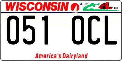 WI license plate 051OCL