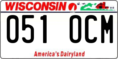 WI license plate 051OCM