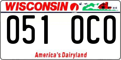 WI license plate 051OCO