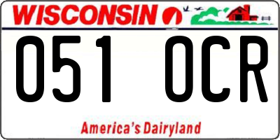 WI license plate 051OCR