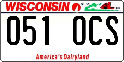 WI license plate 051OCS