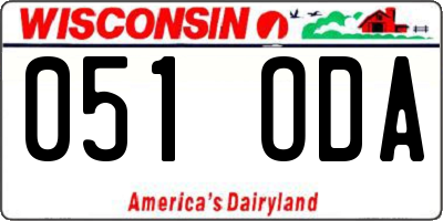 WI license plate 051ODA