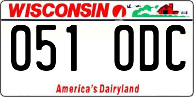 WI license plate 051ODC