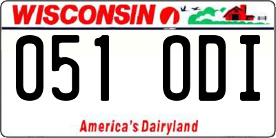 WI license plate 051ODI