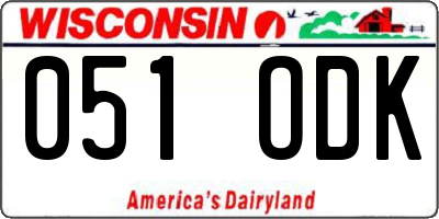 WI license plate 051ODK