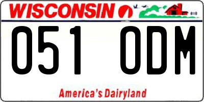 WI license plate 051ODM