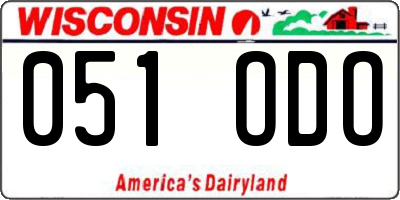 WI license plate 051ODO