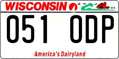 WI license plate 051ODP