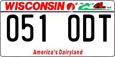 WI license plate 051ODT