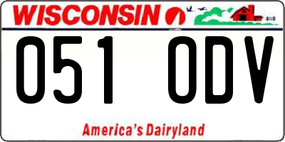WI license plate 051ODV