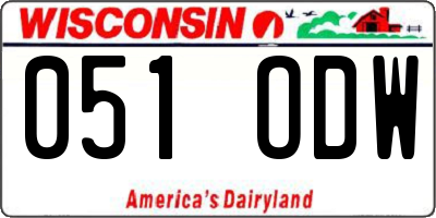 WI license plate 051ODW