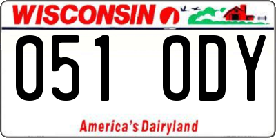 WI license plate 051ODY