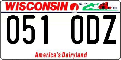 WI license plate 051ODZ