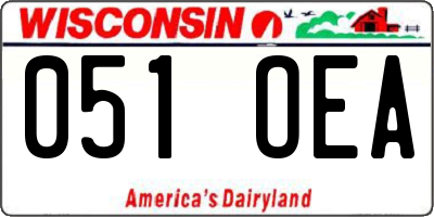 WI license plate 051OEA