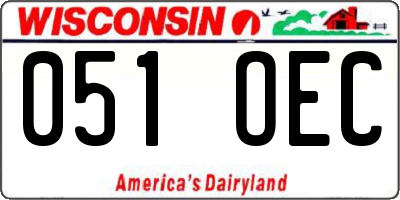 WI license plate 051OEC