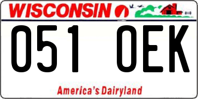 WI license plate 051OEK