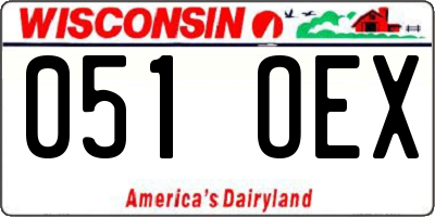 WI license plate 051OEX