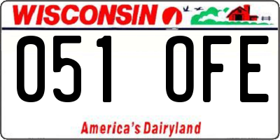 WI license plate 051OFE