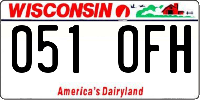 WI license plate 051OFH