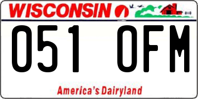 WI license plate 051OFM