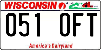 WI license plate 051OFT