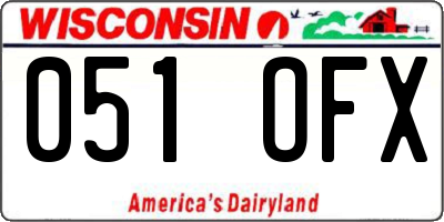 WI license plate 051OFX