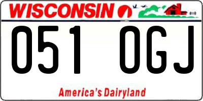WI license plate 051OGJ