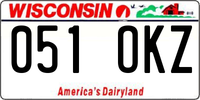 WI license plate 051OKZ
