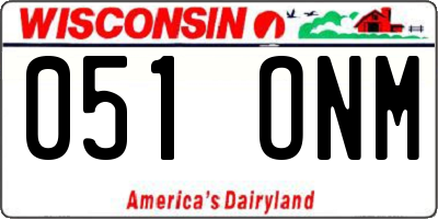 WI license plate 051ONM