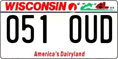 WI license plate 051OUD