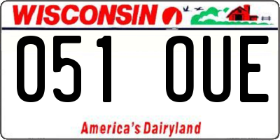 WI license plate 051OUE