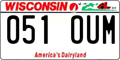 WI license plate 051OUM