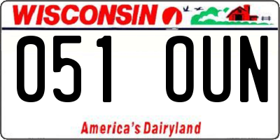 WI license plate 051OUN
