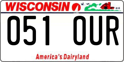 WI license plate 051OUR
