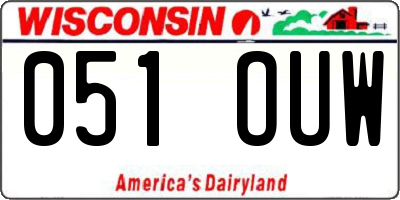 WI license plate 051OUW