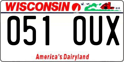 WI license plate 051OUX