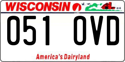 WI license plate 051OVD