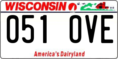 WI license plate 051OVE