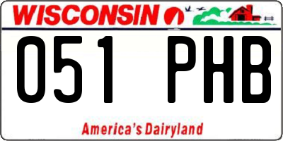 WI license plate 051PHB