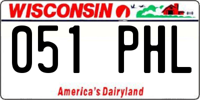 WI license plate 051PHL
