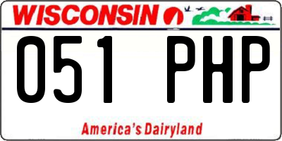 WI license plate 051PHP